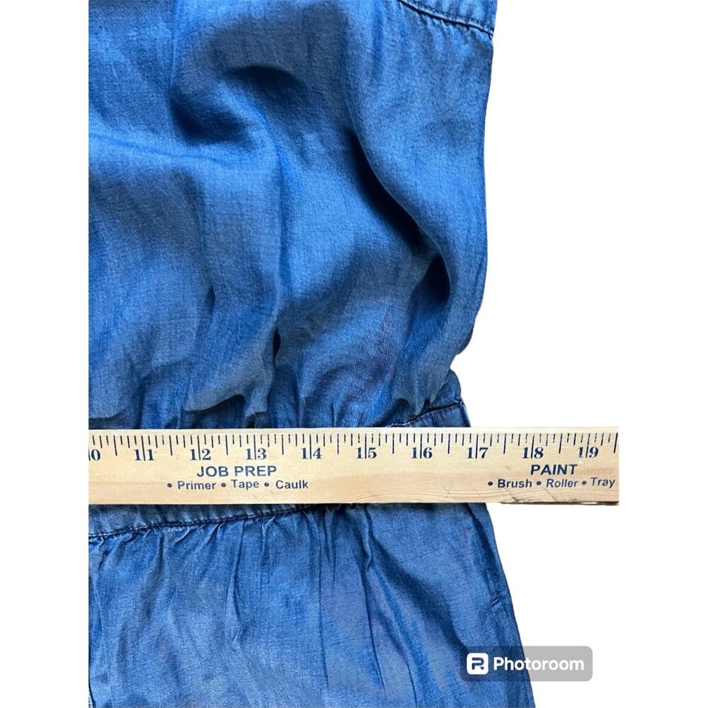 J. Jill Chambray Shirt Dress Women’s Medium Blue Sleeveless Pockets Button Up - Picture 6 of 8